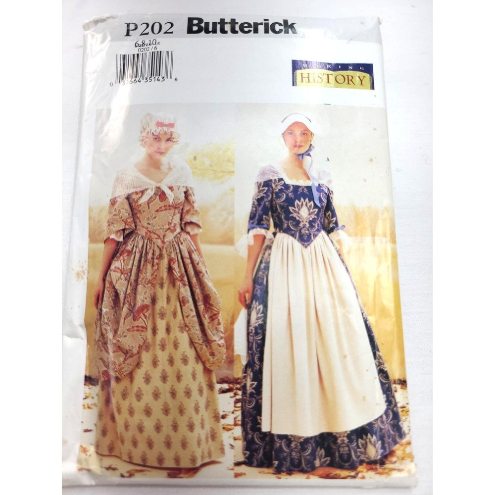 Butterick P202 Womens Top Skirt Bonnet Sewing Pattern UNCUT Bustle 6-10